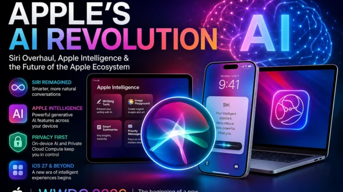 Apple Intelligence upgrades, generative AI features, iOS 27 rumors, and what this means for the future of iPhone, Mac, and Apple ecosystem.