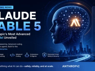Claude Fable 5 AI model visualization showing enterprise automation, AI agents, coding assistance, and next-generation artificial intelligence technologies.