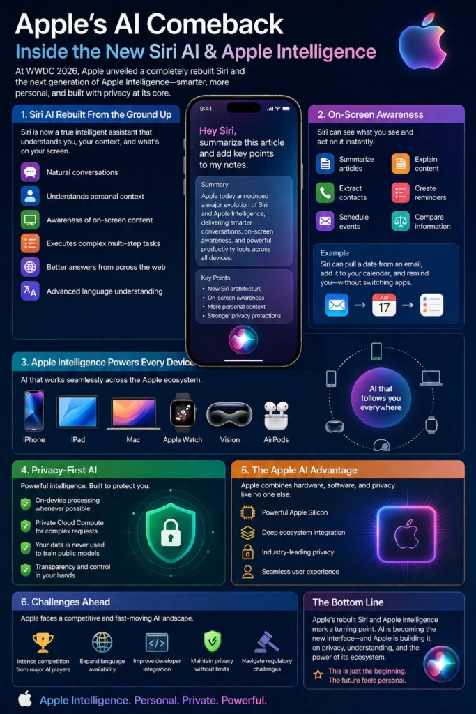 Apple Siri AI 2026: Apple Intelligence Apple Intelligence announced at WWDC 2026